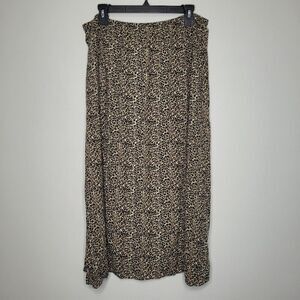 Vintage y2k 90s JBS tan black animal print pull on midi maxi punk grunge skirt